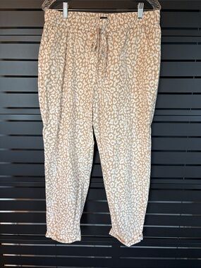 J. Crew Leopard-Print Linen Blend Drawstring Ankle Pants